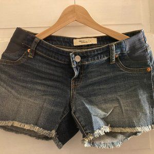 Gap Maternity Inset Panel Denim Shorts Raw Hem XS